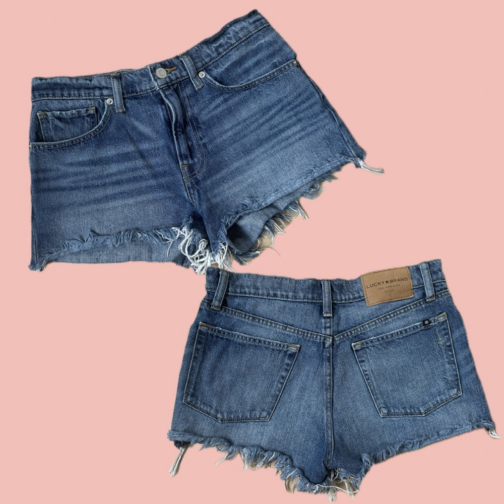 Lucky Brand Mid Rise Cut Off Denim Shorts Size 27 – Classic Blue